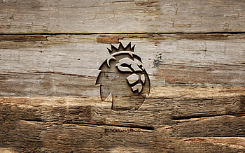 Premier League wooden logo, , wooden backgrounds, sports league, Premier League logo, creative, wood carving, Premier League HD wallpaper