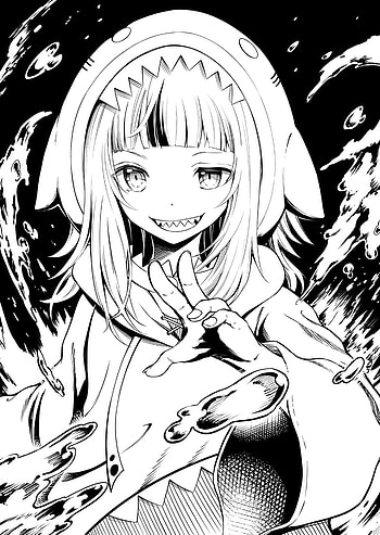 Gawr gura whitenblack, black, anime HD phone wallpaper