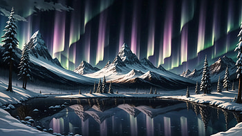 Aurora Reflections: Mountain Lake Landscape, landscape, mountain, lake, aurora borealis, reflection HD wallpaper