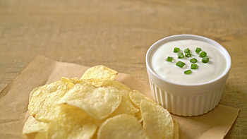 Potato chips, Sour cream dipping sauce, Delicious combination, Stock video HD wallpaper