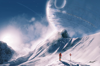 Art, Snow, Slope, Human, Person, Spaceship HD wallpaper