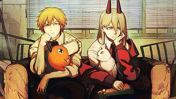 Chainsaw Man — Denji & Power Lounge, Chainsaw Man HD wallpaper
