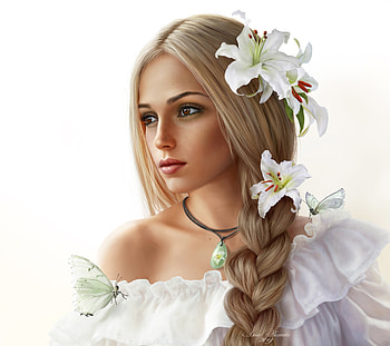 ღ, Pendant, Girl, Lily, Look, Portrait HD wallpaper