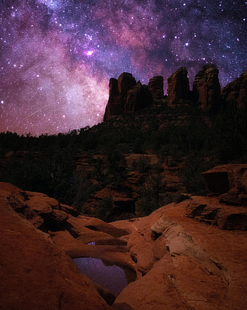 Nature, Night, Canyon, Rocks, Dark, Starry Sky HD phone wallpaper