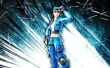Cloud Striker, grunge art, Fortnite Battle Royale, Fortnite characters, blue abstract rays, Cloud Striker Skin, Fortnite, Cloud Striker Fortnite HD wallpaper