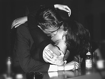 Kiss, white, black, people HD wallpaper