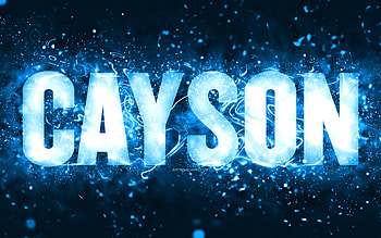 Happy Birtay Cayson, , blue neon lights, Cayson name, creative, Cayson Happy Birtay, Cayson Birtay, popular american male names, with Cayson name, Cayson HD wallpaper