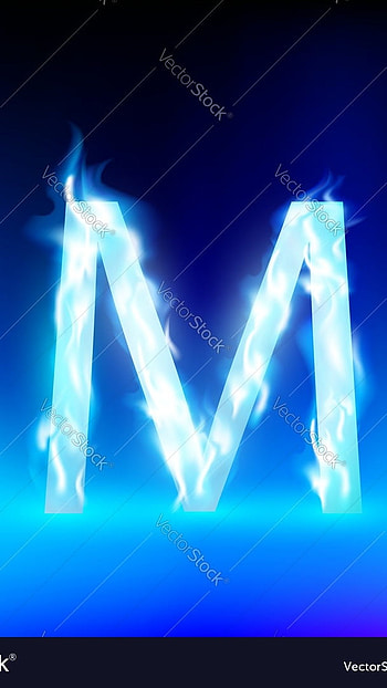 M Letter, Blue Fire, blue, fire HD phone wallpaper