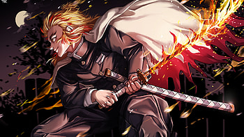 Kyojuro Rengoku With Sword Demon Slayer Kimetsu no Yaiba HD wallpaper