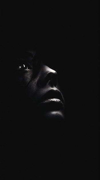 Shadowed Face — Midnight, dark, face, portrait, close-up, Black & White HD phone wallpaper