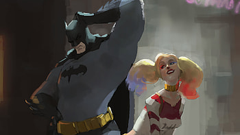 Batman With Little Harley Quinn, batman, harley-quinn, superheroes, artwork, artist, artstation HD wallpaper
