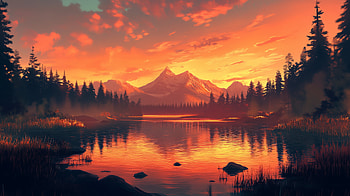 Serene Sunrise Over Lake: for Nature Lovers, sunrise, lake, forest HD wallpaper