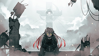 Yellow eyes, glow, original, anime girl HD wallpaper