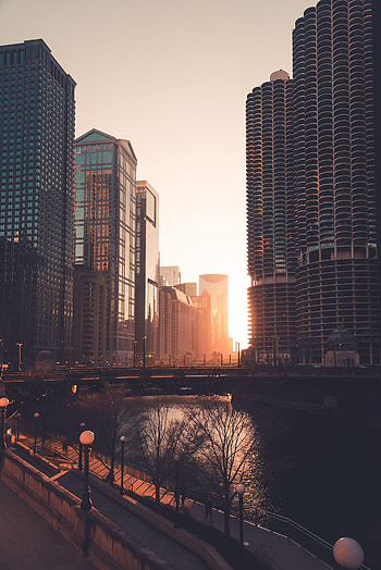 Cities, Rivers, Sunset, City, Building HD phone wallpaper