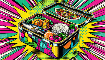 Vibrant Bento Box Artwork, bento box, colorful illustration, sushi, Japanese cuisine HD wallpaper