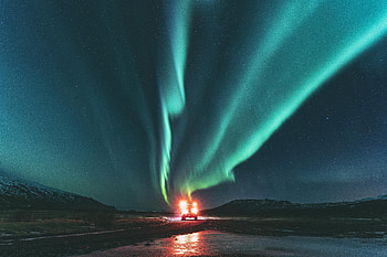 Night, Dark, Shine, Light, Car, Northern Lights, Aurora Borealis HD wallpaper