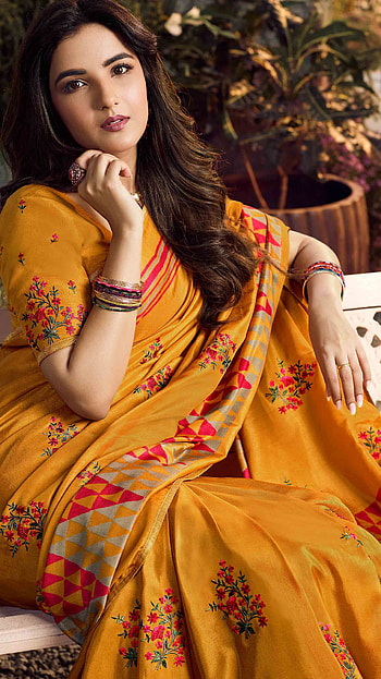 Jasmine Bhasin, bollywood actress, saree beauty HD phone wallpaper