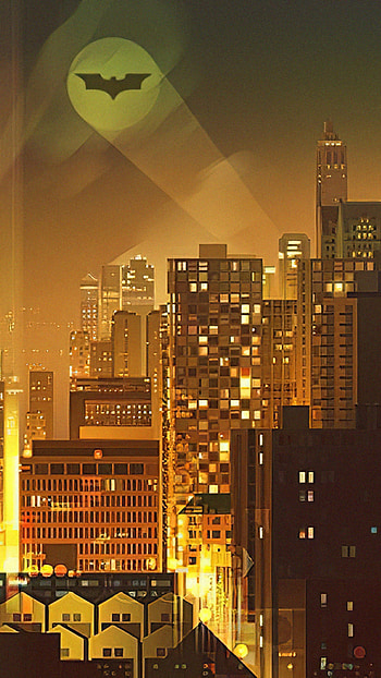Gotham skyline, Digital art HD phone wallpaper