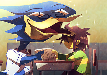 Deltarune : Kris & Berdly’s Epic Gaming Moment, Kris (deltarune), Berdly (deltarune), video game, deltarune HD wallpaper
