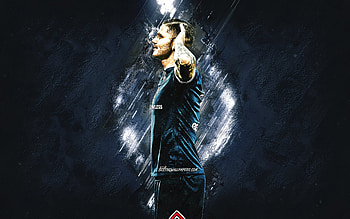 Mauro Icardi, PSG, Argentine footballer, Paris Saint-Germain, blue stone background, grunge art, football, Ligue 1, France HD wallpaper