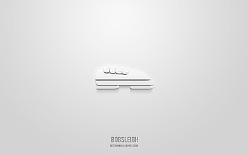 Bobsleigh 3d icon, white background, 3d symbols, Bobsleigh, winter sport icons, 3d icons, Bobsleigh sign, winter sport 3d icons HD wallpaper