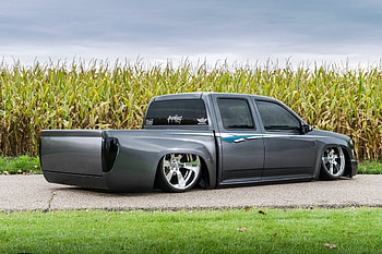 Slammed GMC Canyon, Gray, Lowered, Stripe, Custom Wheels HD wallpaper