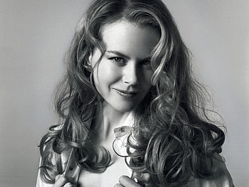 Nicole Kidman, white, black, face, bw, girl, actress, woman HD wallpaper