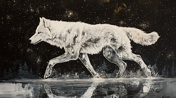 wolf, Black & White, artistic, animal illustration, Animal HD wallpaper