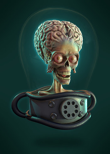 Mars Attacks!, Fan art by Philipp Uterguggenberger, Alien invasion, Sci-fi comedy HD phone wallpaper