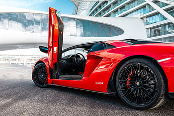 Lamborghini Aventador S Roadster, red sportcar HD wallpaper