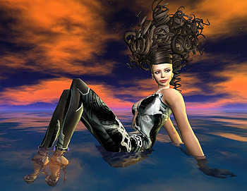 Sky, lady, abstract, fantasy HD wallpaper