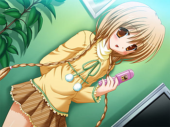 Miori Hinata, anime girl, brown, tele, yellow, clover point HD wallpaper