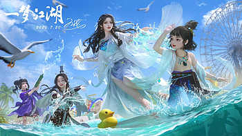 Summer fun, sea, frumusete, gorgeous, girl, copil, summer, ying lee, superb, fantasy, luminos, water, vara, child HD wallpaper