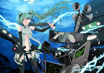 electrified, music, vocaloid, hatsune miku, miku append HD wallpaper