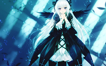 Anime girl, White hair red eyes, girl, anime, Dress HD wallpaper
