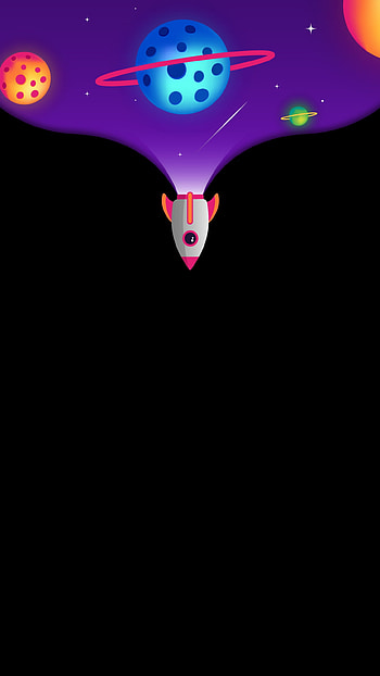 Space Ship, cartoon, design, notch, abstract HD phone wallpaper
