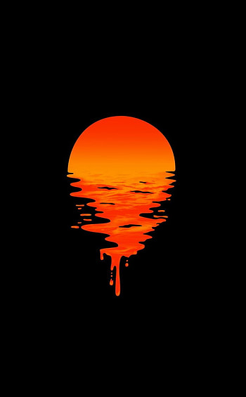 Lake, sunset, orange, minimal, dark . Dark , Dark background , dark, Minimalist Black and Orange HD phone wallpaper