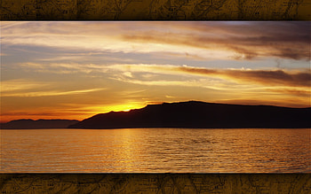 sunset, clearsky, clouds, water, lake HD wallpaper
