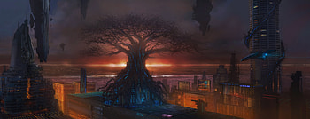 Building, Cyberpunk, Sci Fi, City, Skyscraper, Tree HD wallpaper