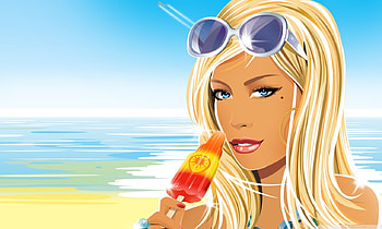girl eating ice cream, sexy, blonde, sunglasses, hot, ice cream, beach HD wallpaper