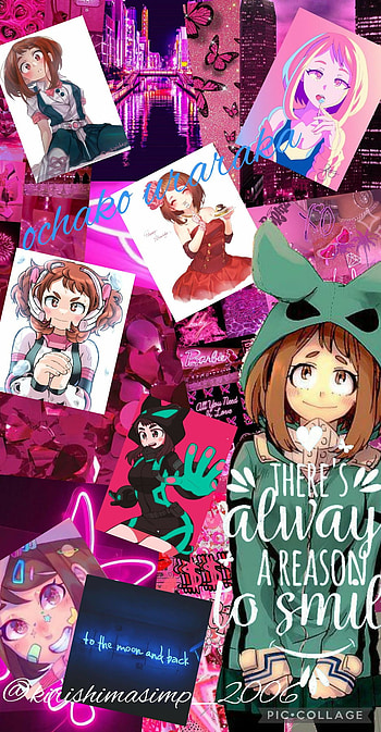 Ochako uraraka, magenta, pink, mha, bnha, cute, japanese, uravity, blue, class 1a, positive quotes, anime HD phone wallpaper