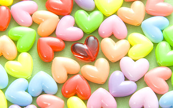 Hearts, Love, Multicolored, Motley, Beads HD wallpaper