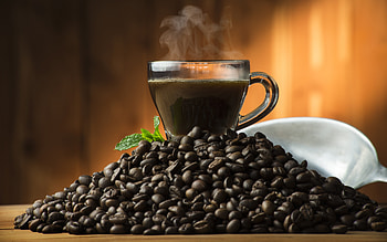 Coffee, glass, beans, cup HD wallpaper