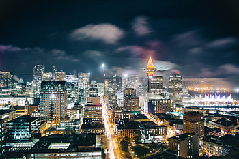 Canada, city, night, cityscape, Vancouver HD wallpaper