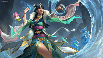 Lixue the ice sculptor, fantasy, lixue, blue, indah siregar, ice sculptor, green, girl HD wallpaper