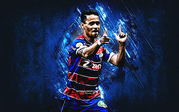 Yago Pikachu, Fortaleza, Brazilian Footballer, Midfielder, Portrait, Blue Stone Background, Fortaleza Esporte Clube, Football HD wallpaper
