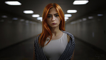 Redhead Girl Porrait Directly Looking At Viewer , redhead, girls, model HD wallpaper