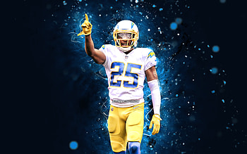 Chris Harris, , NFL, cornerback, Los Angeles Chargers, american football, LA Chargers, blue neon lights, Chris Harris LA Chargers, Chris Harris HD wallpaper
