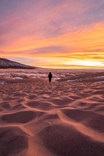 Nature, Sand, Desert, Miscellanea, Miscellaneous, Human, Person, Loneliness HD phone wallpaper