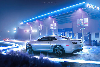 Chevrolet Camaro At Glowing Station, chevrolet-camaro, chevrolet, cars HD wallpaper